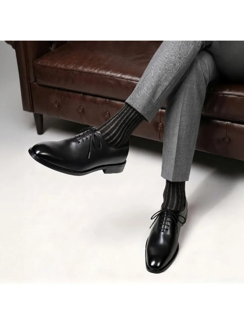 Men's Black Faux Leather Lace Up Classic Comfort Oxford Formal Dress Shoes